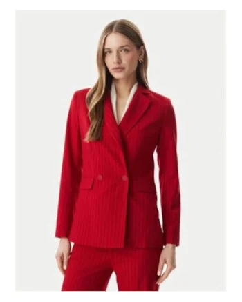 Sacou dama,  rosu, casual, poliester-viscoza