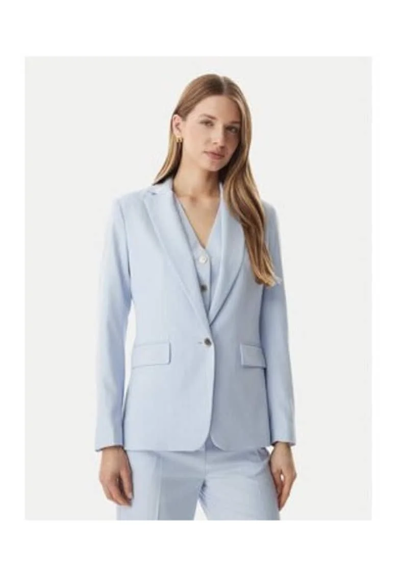 Sacou dama,  albastru, casual, poliester-viscoza