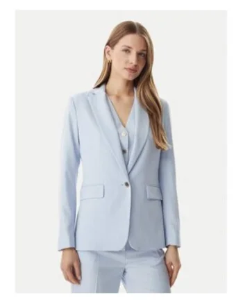 Sacou dama,  albastru, casual, poliester-viscoza