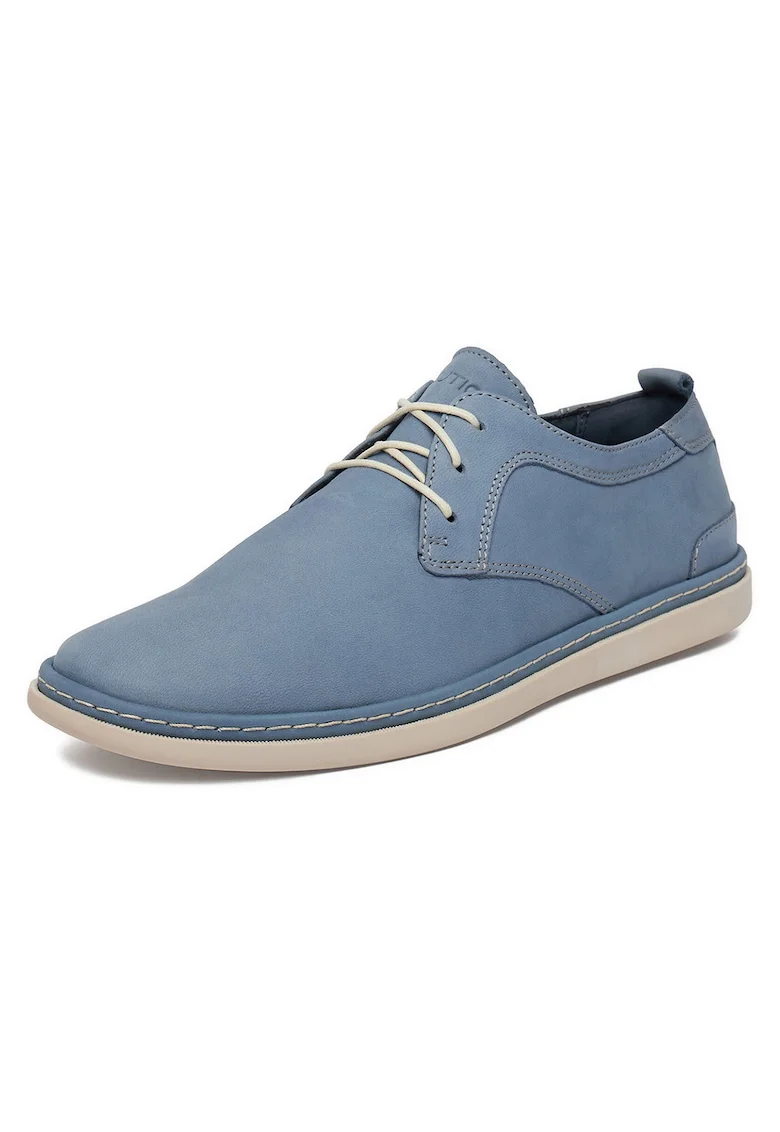 Pantofi barbatesti  piele naturala, varf rotund, albastru, confortabili