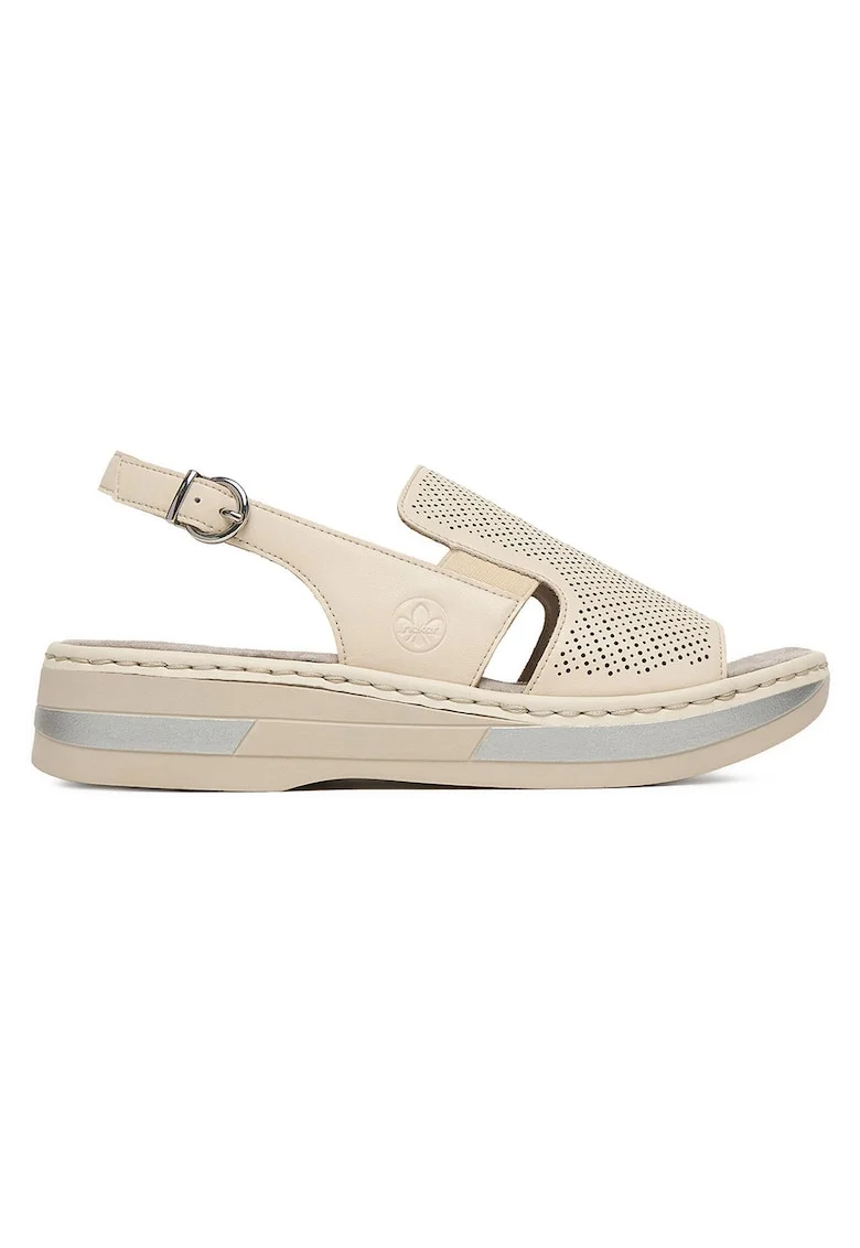 Sandale dama  platforma, piele naturala, crem, sistem inchidere catarama,