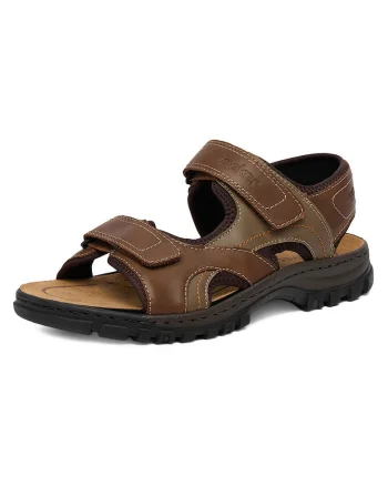 Sandale barbatesti  velcro, maro, piele ecologica