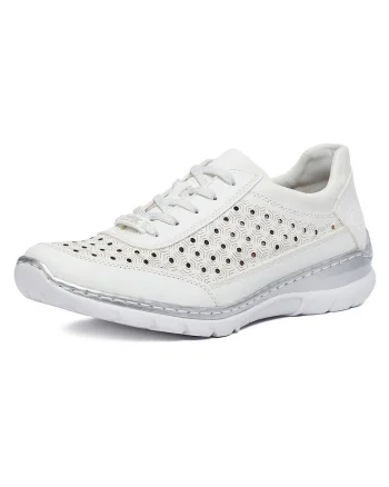 Tenisi dama  casual, piele naturala, alb, varf rotund,