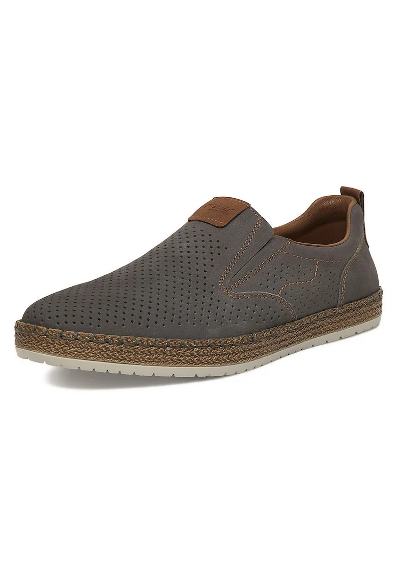Pantofi barbatesti  gri, piele naturala, varf rotund, tehnologie Antistress