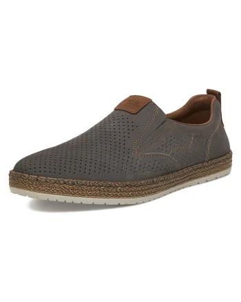 Pantofi barbatesti  gri, piele naturala, varf rotund, tehnologie Antistress