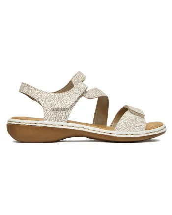 Sandale dama  piele naturala, bej, inchidere velcro, material interior textil