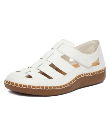 Pantofi dama,  piele naturala, alb, velcro