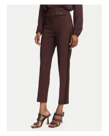 Pantaloni dama,  skinny, maro, poliester