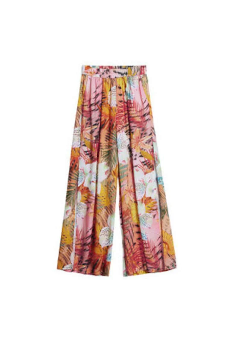 Pantaloni dama,  lejeri, florali, rosu, viscoza si in