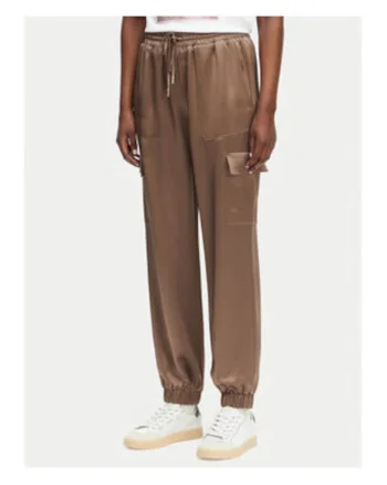 Pantaloni dama,  slim fit, conici, maro, acril|poliester