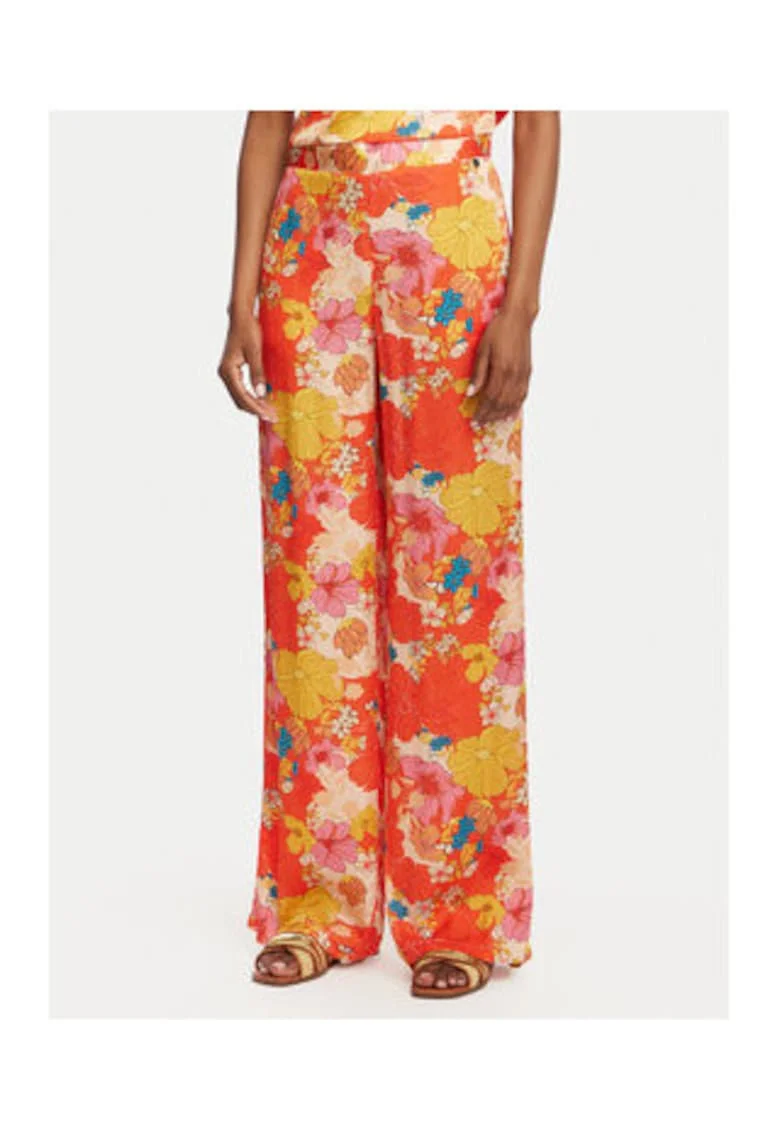 Pantaloni dama,  casual, rosu, viscoza
