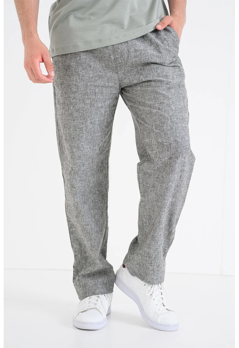 Pantaloni din amestec de in, Gri melange