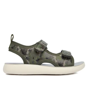 Sandale baieti,  kaki, sintetic, sistem inchidere Velcro