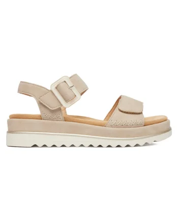 Sandale dama  piele naturala, velcro, bej
