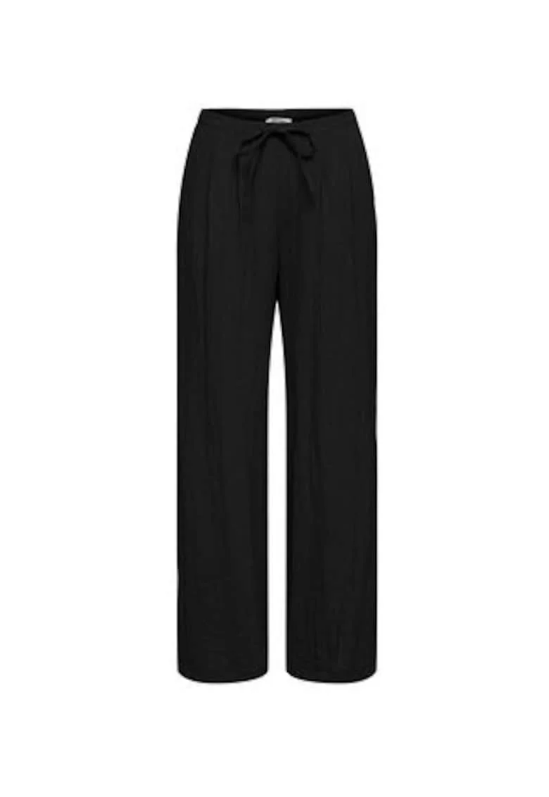 Pantaloni dama,  relaxed fit, negru, viscoza si nailon