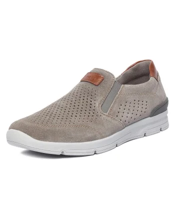 Pantofi barbati,  gri, piele naturala, varf rotund