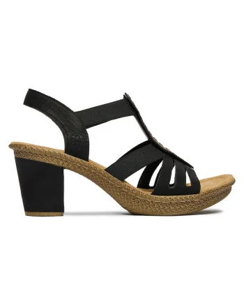 Sandale dama  toc bloc, ornamente zirconii, negru, piele ecologica