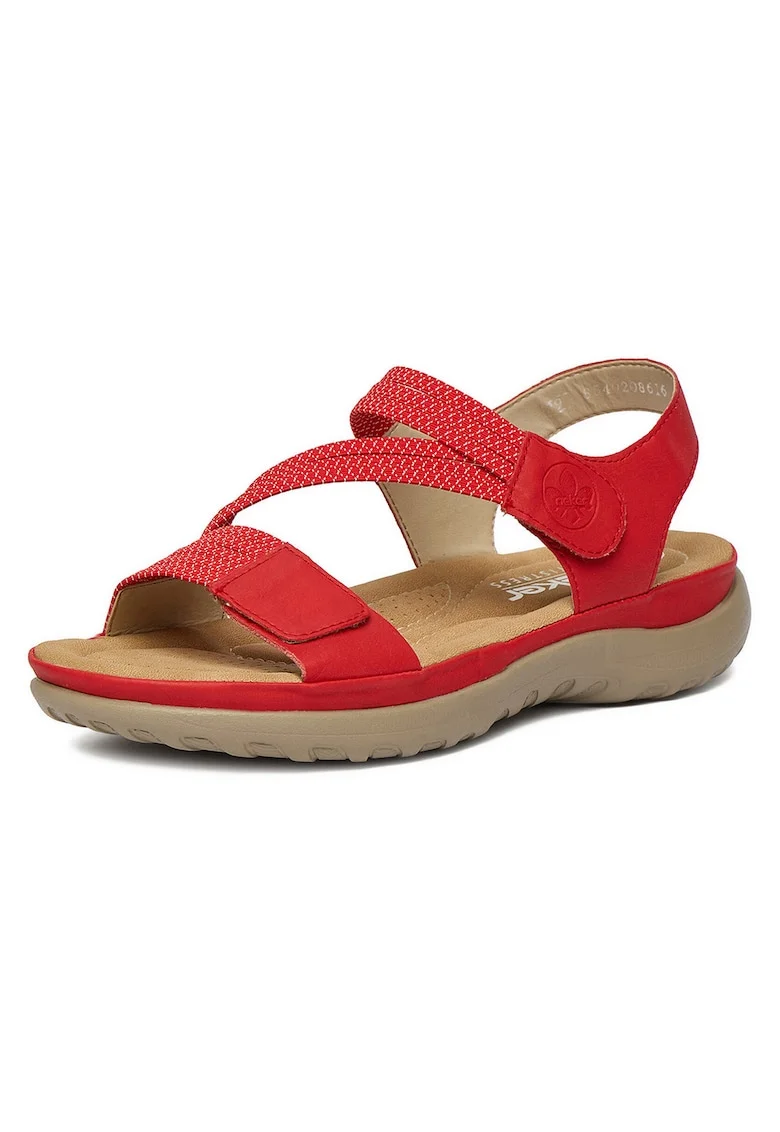 Sandale dama  rosu, piele ecologica, talpa moale, varf deschis