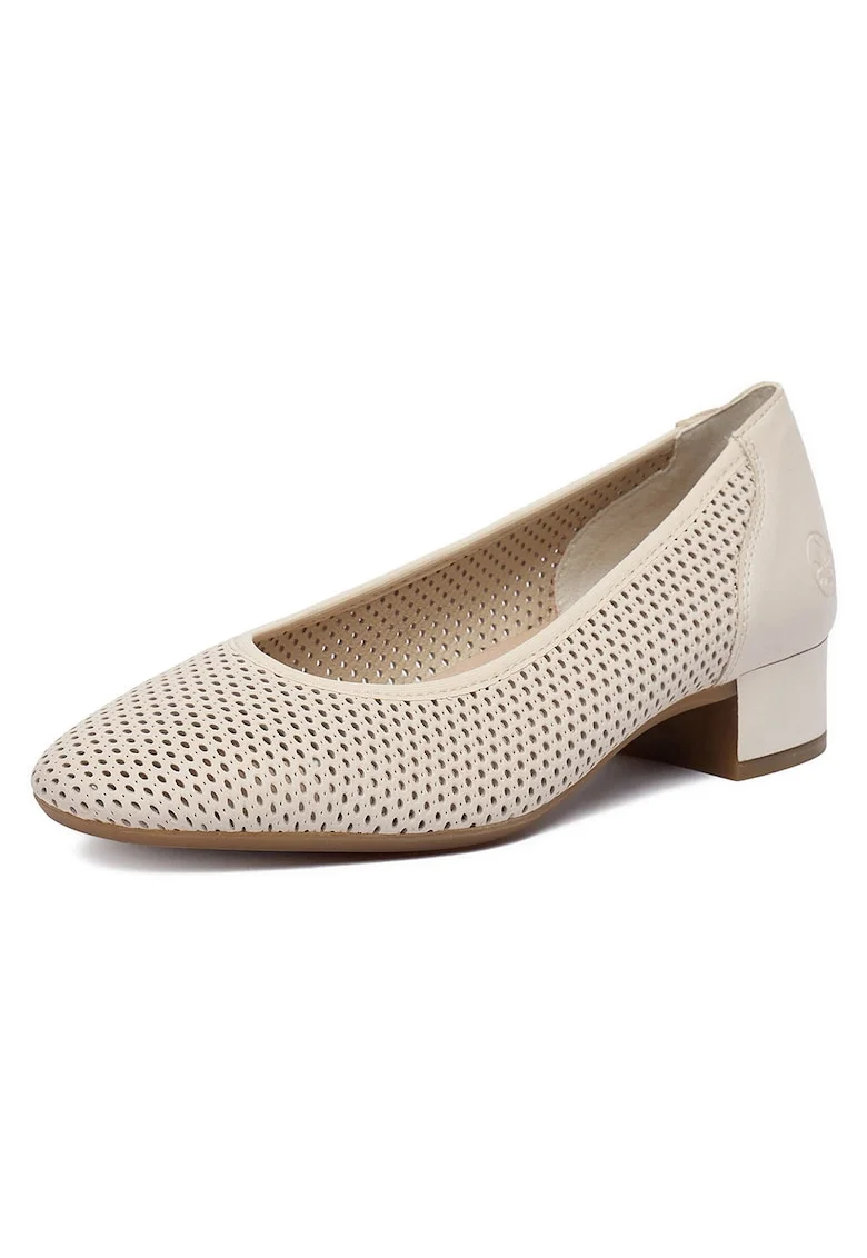 Pantofi dama,  bej, piele naturala, varf rotund