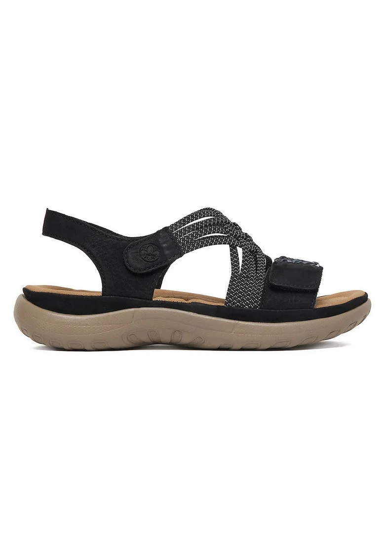 Sandale dama  negru, piele ecologica, inchidere cu scai, design confortabil