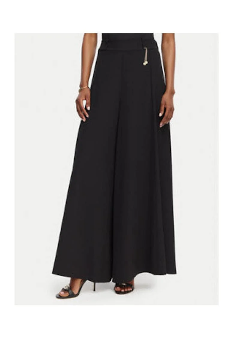 Pantaloni dama,  palazzo, casual, poliester, Negru
