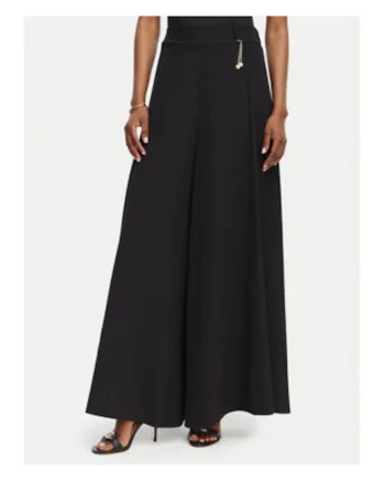 Pantaloni dama,  palazzo, casual, poliester, Negru