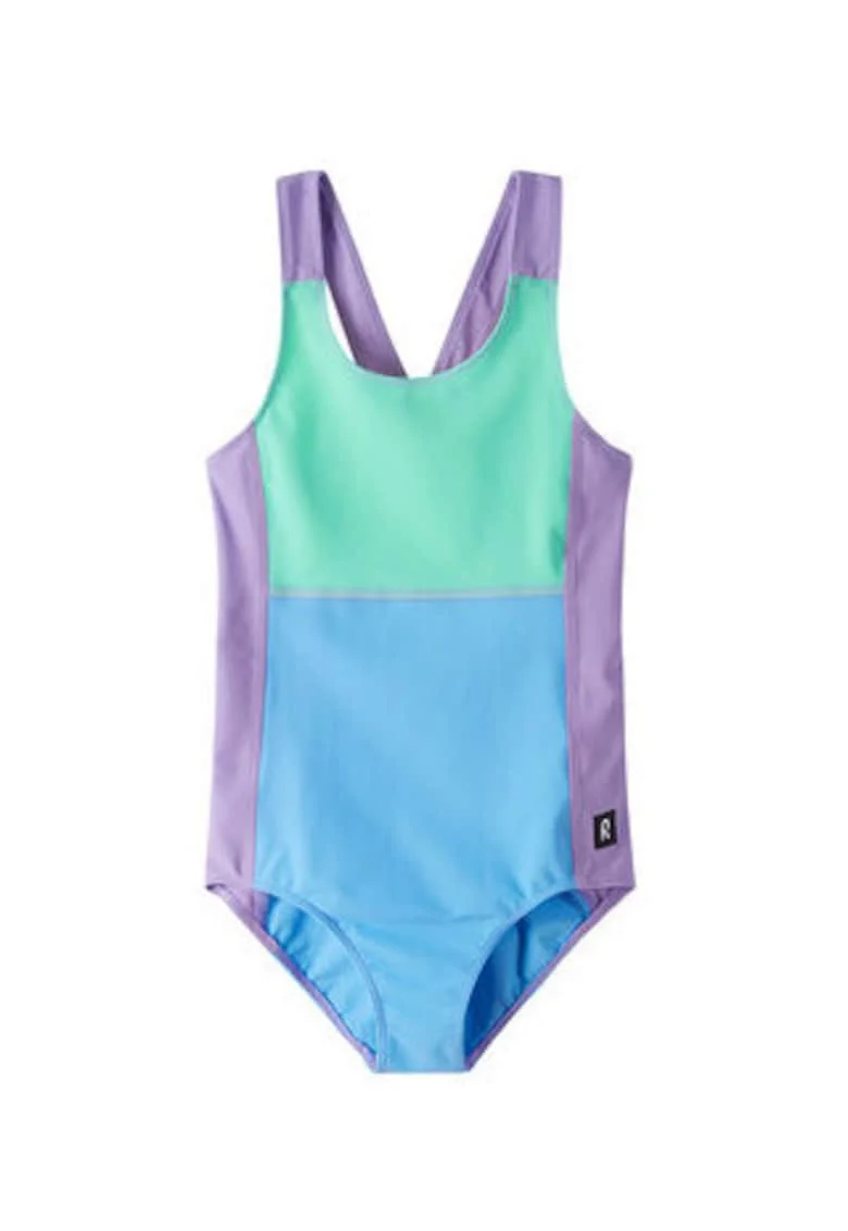 Costum de baie fete,  poliester-elastan, Multicolor/Albastru