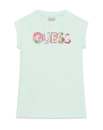 Rochie casual fete,  verde, bumbac, imprimeu grafic