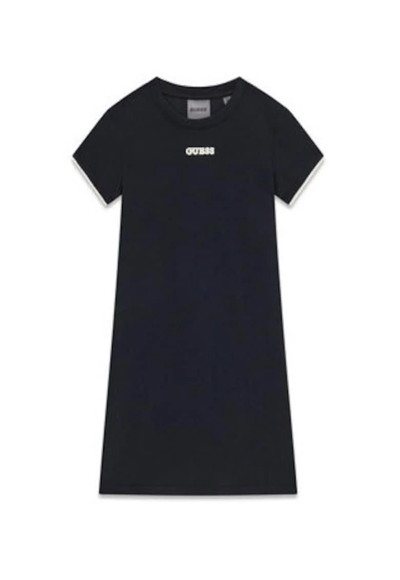 Rochie casual,  neagra, material elastic, pentru fete, primavara-vara, poliester/viscoza