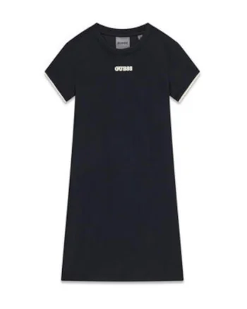 Rochie casual,  neagra, material elastic, pentru fete, primavara-vara, poliester/viscoza