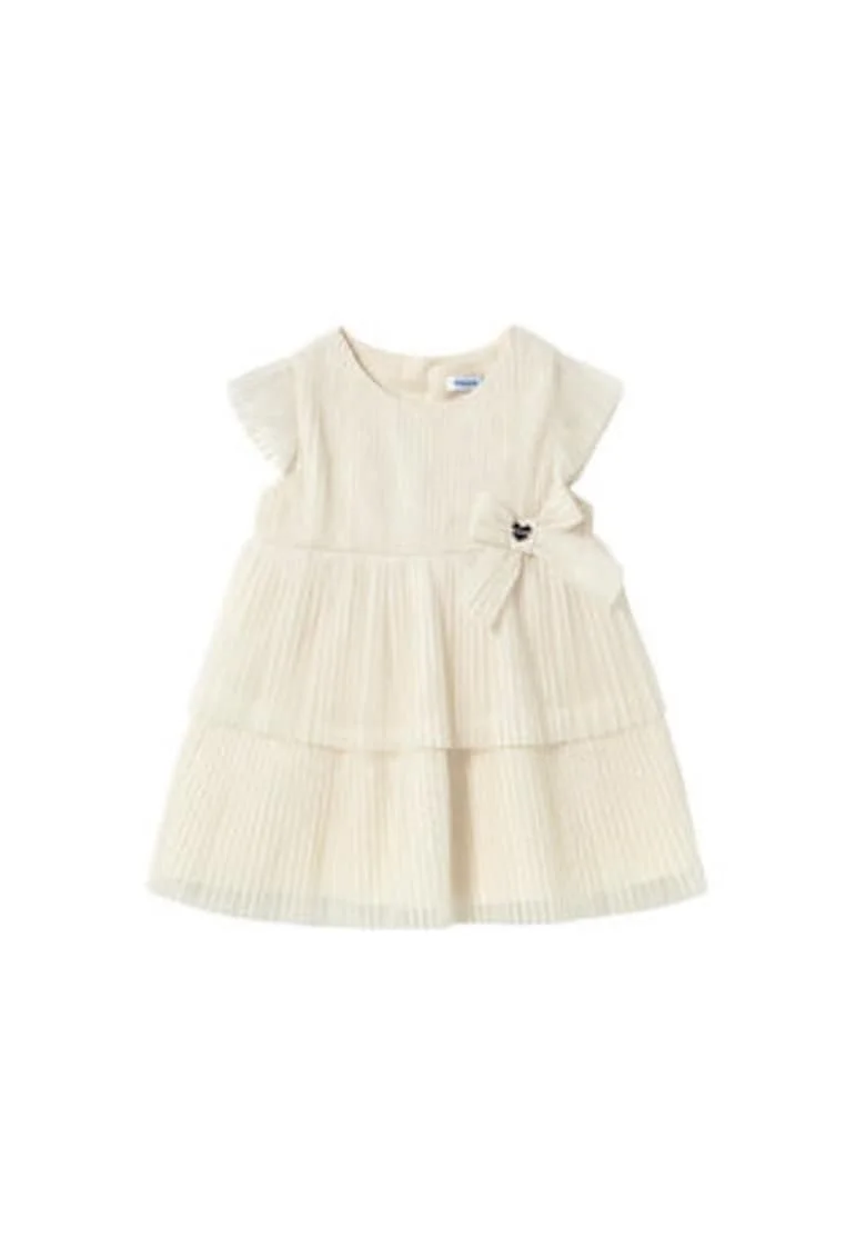 Rochie fete,  eleganta, fara maneci, bej, poliester