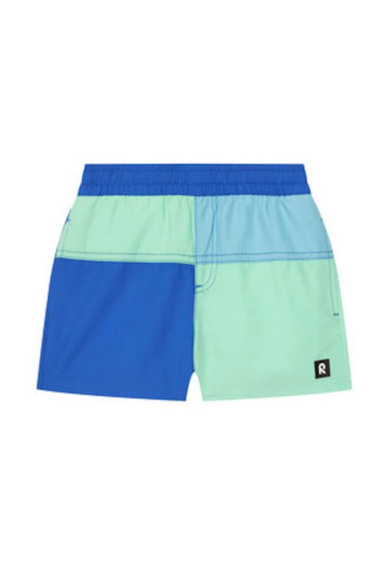 Costum de baie baieti,  albastru, 100% poliester reciclat, sistem inchidere elastic