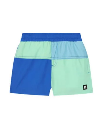 Costum de baie baieti,  albastru, 100% poliester reciclat, sistem inchidere elastic