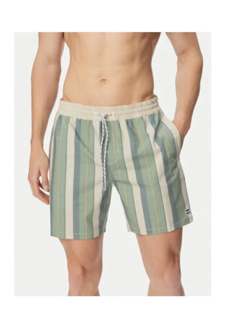Pantaloni scurti de baie barbati,  dungi, multicolor, poliester reciclat/elastan