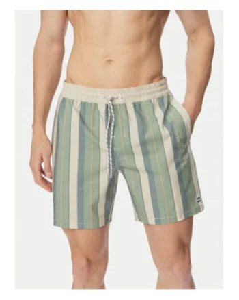 Pantaloni scurti de baie barbati,  dungi, multicolor, poliester reciclat/elastan
