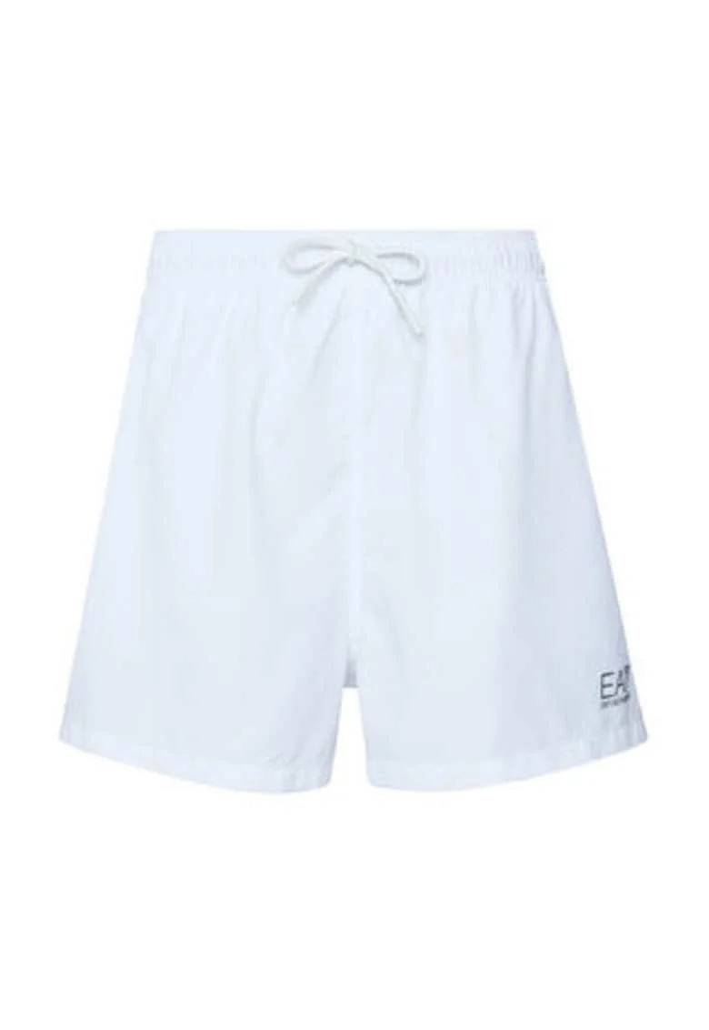 Pantaloni scurti de baie barbati,  Emporio Armani, alb, uscare rapida, talie elastica, poliester
