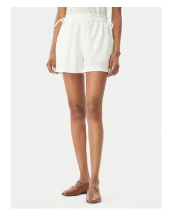 Pantaloni scurti dama,  bumbac, alb, croiala lejera