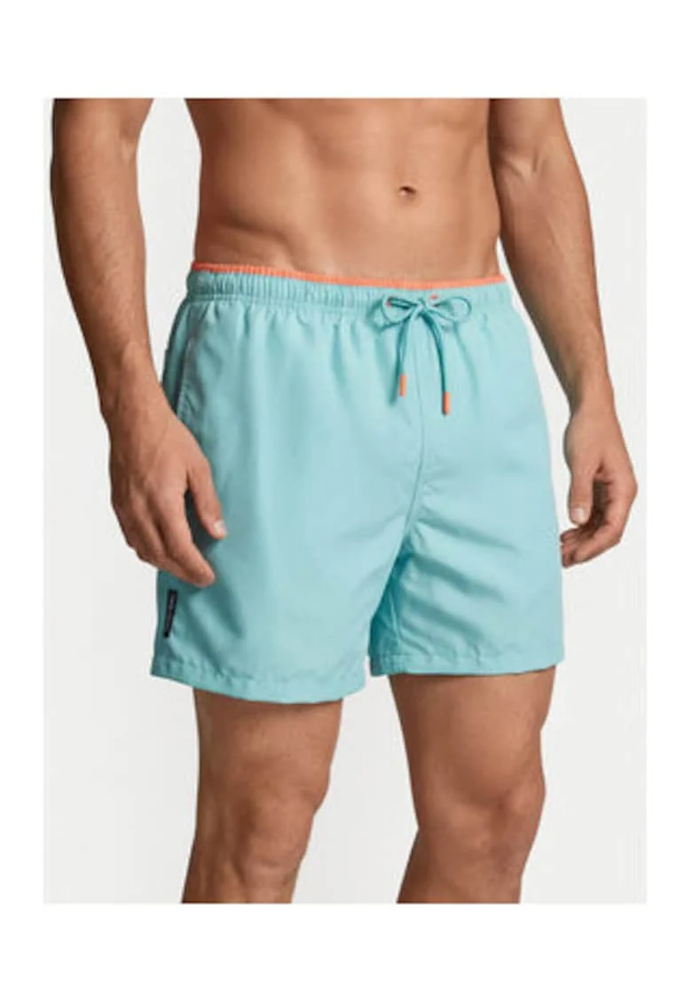 Pantaloni scurti de baie barbati,  albastru, poliester, design simplu