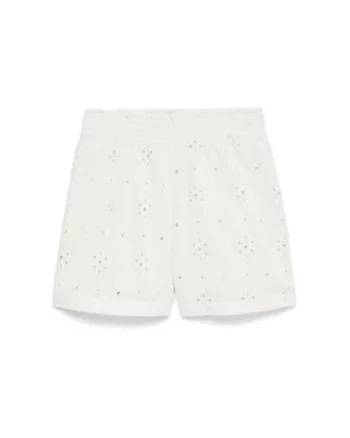 Pantaloni scurti dama,  talie inalta, regular fit, alb, bumbac organic