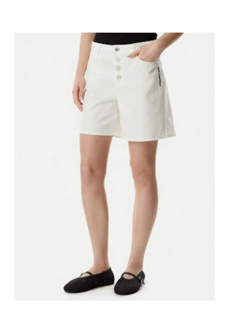 Pantaloni scurti din denim pentru femei,  bumbac, Crem
