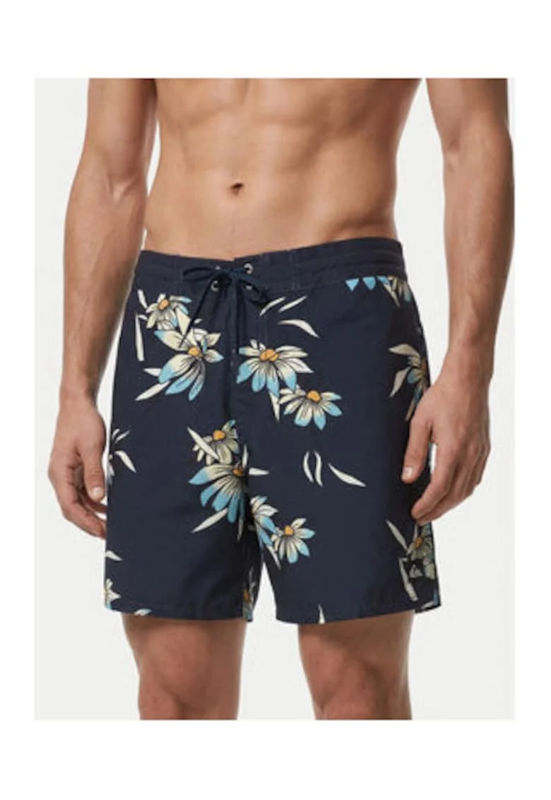 Pantaloni scurti de baie barbati,  floral, multicolor, material poliester reciclat
