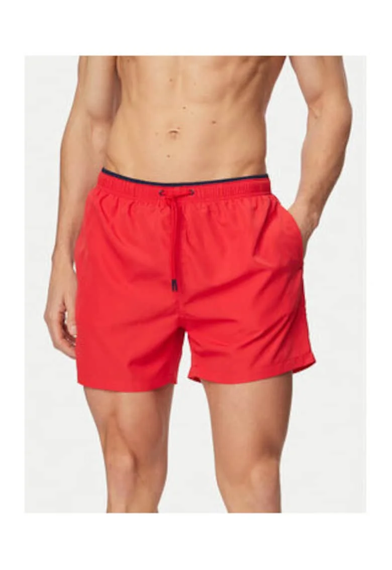 Pantaloni scurti de baie barbati,  rosu, poliester, croiala regular fit