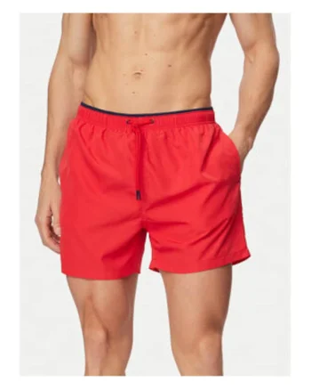 Pantaloni scurti de baie barbati,  rosu, poliester, croiala regular fit