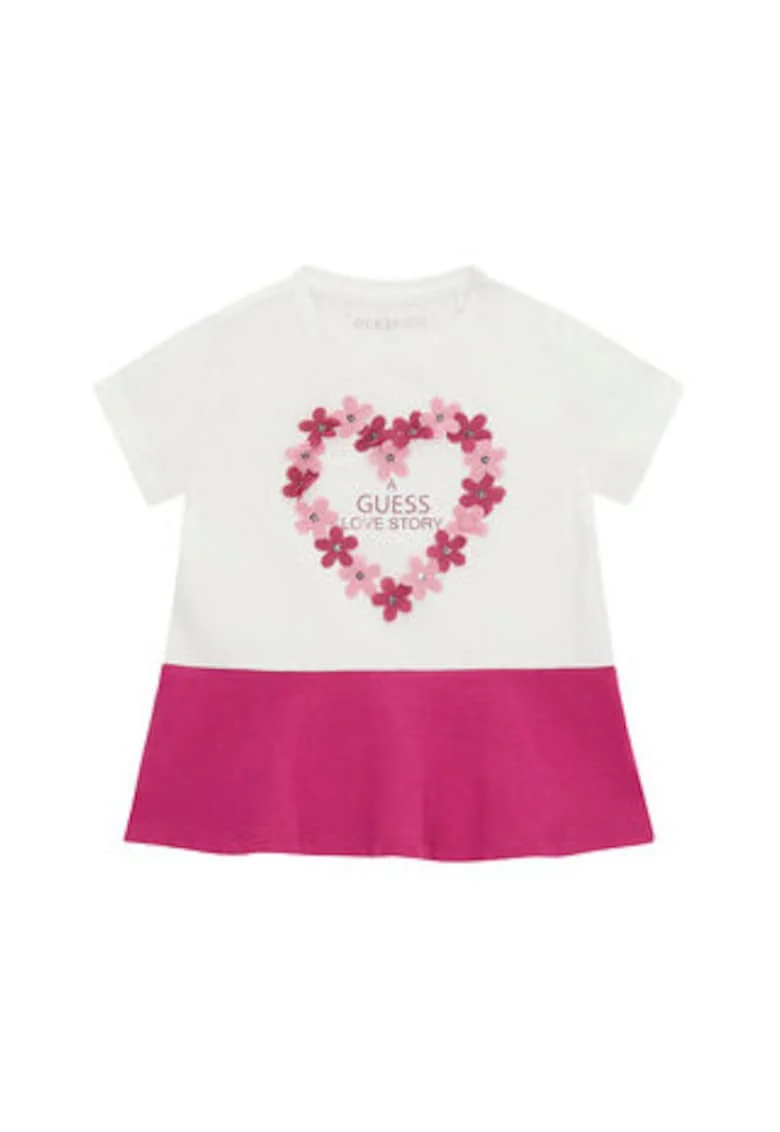 Tricou copii,  Alb/Roz, bumbac, imprimeu grafic