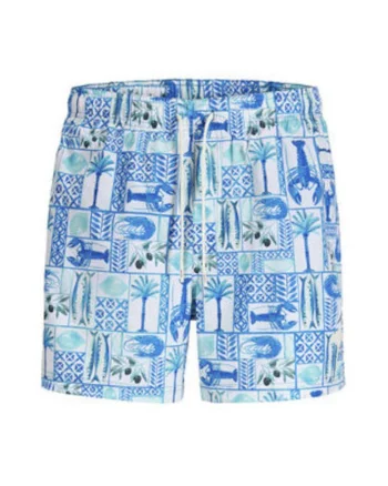 Pantaloni scurti de baie barbati  multicolor, poliester reciclat, croiala regular fit,