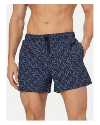 Pantaloni scurti de baie barbati,  Emporio Armani, uscare rapida, poliester, Bleumarin