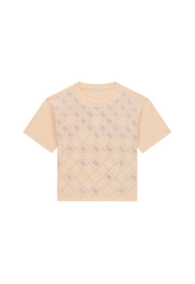 Tricou copii,  portocaliu, bumbac, cu detalii decorative
