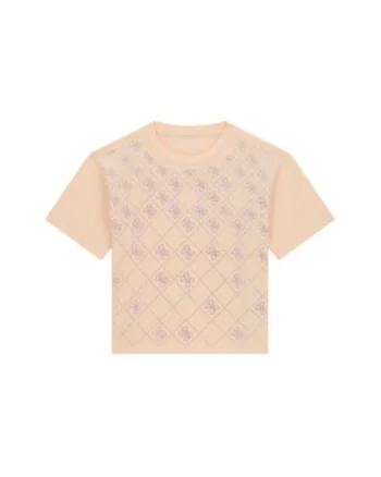 Tricou copii,  portocaliu, bumbac, cu detalii decorative