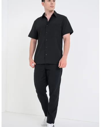 Camasa regular fit cu guler clasic, Negru stins