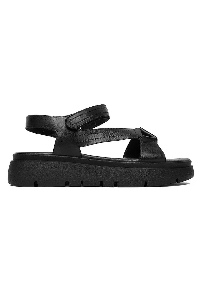 Sandale dama  piele naturala, inchidere velcro, Negru
